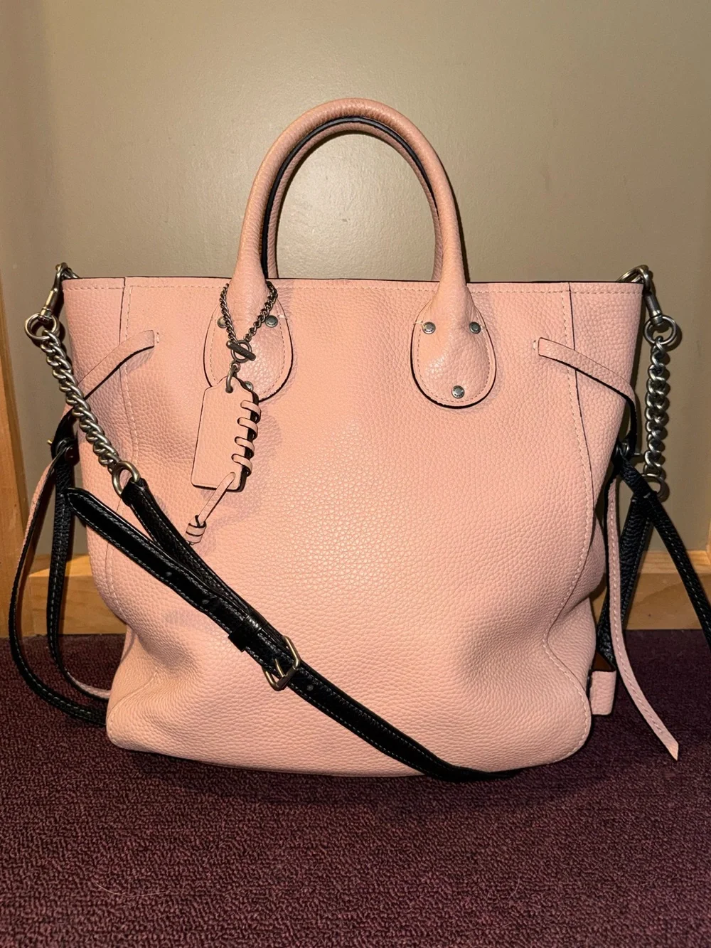 Coach | Mixed Leather Tatum Tote Bag | Pink, Black and Tan Leather